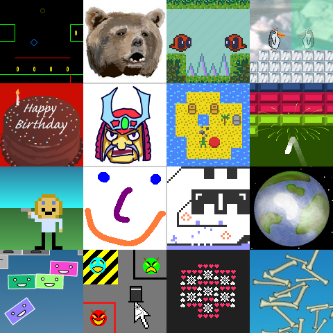 Grid of game thumbnails